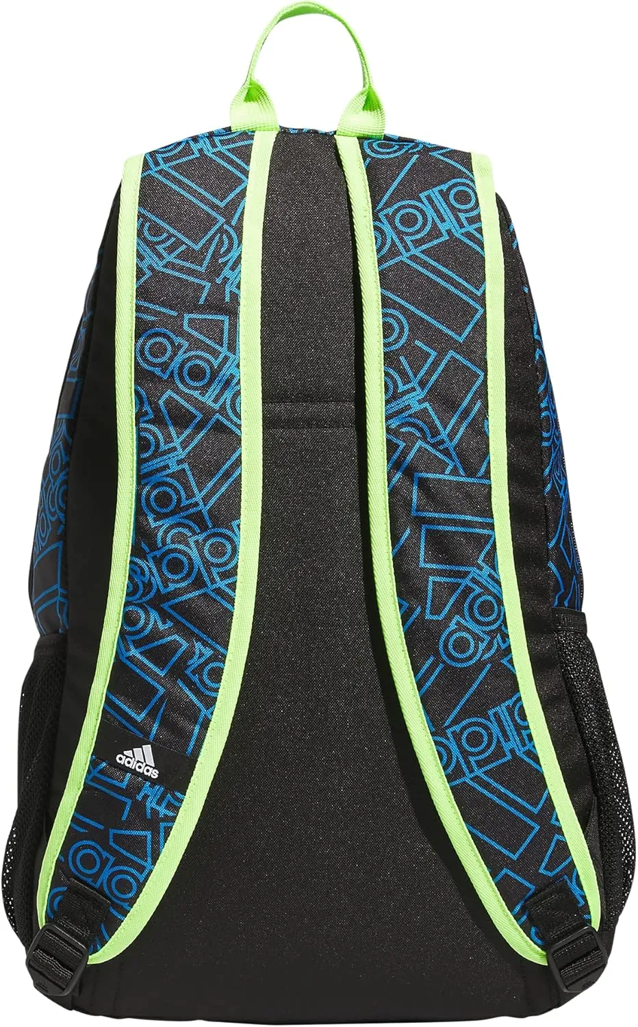 adidas Unisex Foundation Backpack for Laptop, Book Sleeve, Large Durable Athletic Gym Bag, Outline BOS Toss Pulse Blue/Black/Lucid Lemon Yellow, One Size