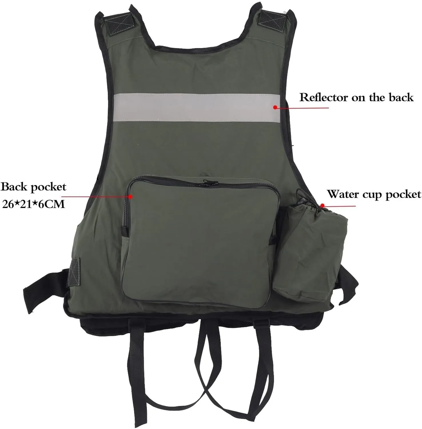 Adjustable Fishing Jackets with Multi-Pockets and Reflective Stripe for Paddle Boarding Kayaking Snorkel
