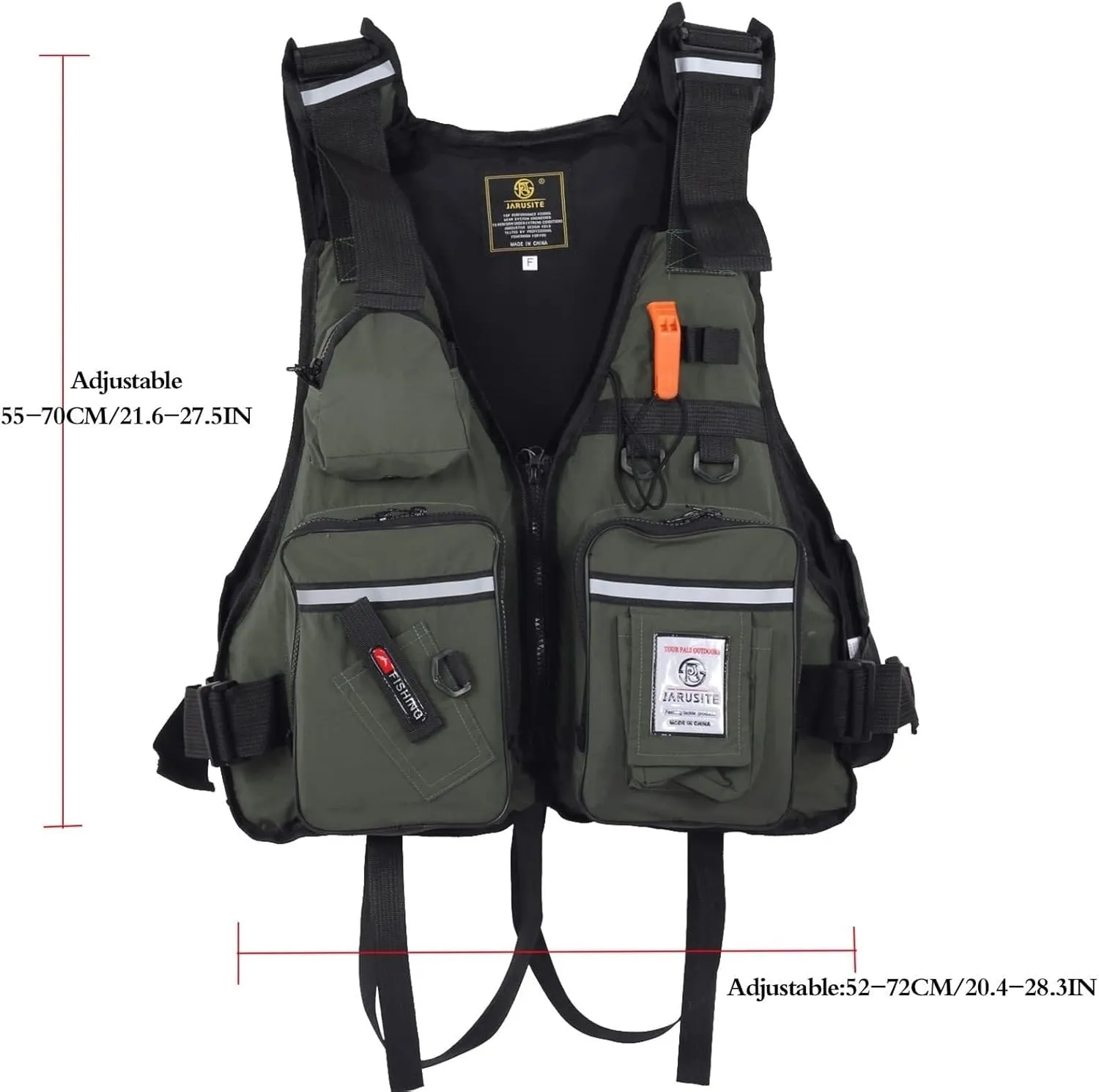 Adjustable Fishing Jackets with Multi-Pockets and Reflective Stripe for Paddle Boarding Kayaking Snorkel