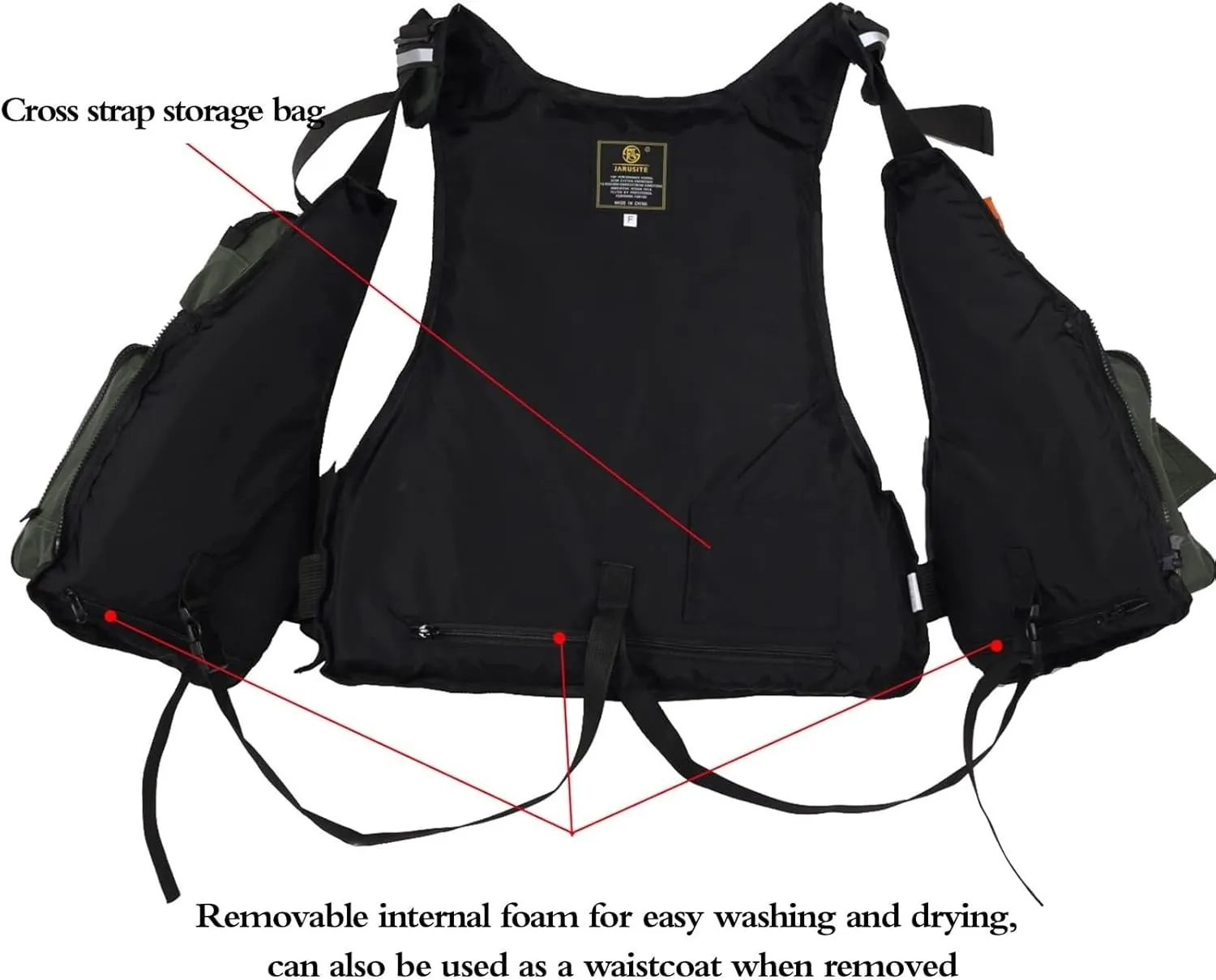 Adjustable Fishing Jackets with Multi-Pockets and Reflective Stripe for Paddle Boarding Kayaking Snorkel