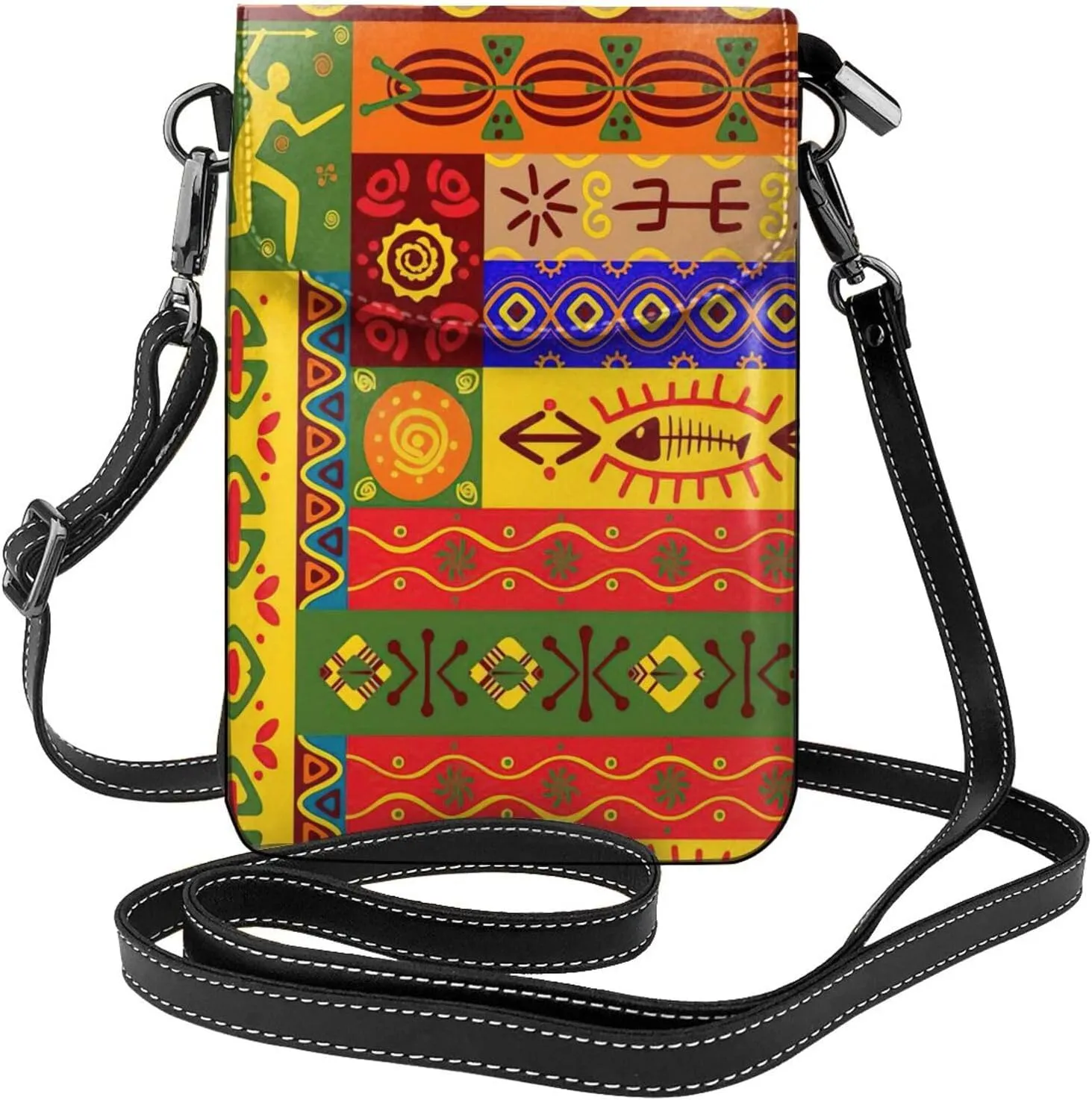 African National Patterns Small Cell Phone Purse - Ideal Travel Accessory for Women and Teens - Adjustable Strap