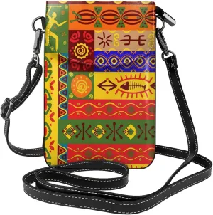 African National Patterns Small Cell Phone Purse - Ideal Travel Accessory for Women and Teens - Adjustable Strap