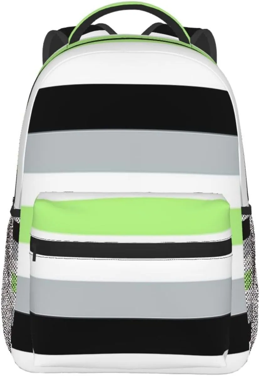 Agender flag Backpack Double Shoulder Bag 15 Inch Laptop Bagpack for Hiking Work Camping Travel