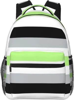 Agender flag Backpack Double Shoulder Bag 15 Inch Laptop Bagpack for Hiking Work Camping Travel