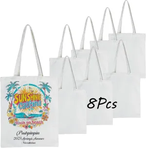 AGH 8 Pack Canvas Tote Bag,Blank Grocery Bags,13X15In Reusable Sublimation Tote Bags for DIY, Heat Transfer and Painting,Polyester Tote Bags for Shopping and Travel.