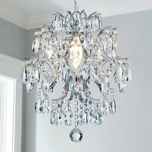 AGV LIGHTING 20101 Crystal Chandeliers, Modern Pendant Light Fixture with 1-E26-Light Socket, Perfect for Living Space, D12 x H16, Adjustable Chains 59", Chrome Finish