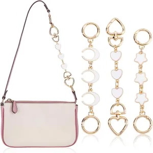 AHANDMAKER 3Pcs Bag Extender Chain 3 Styles Cute Moon Star Heart Alloy Link Bag Extension Chains Gold Purse Strap Extender Replacement Wallet Accessories for Handbags Purses 150~170mm