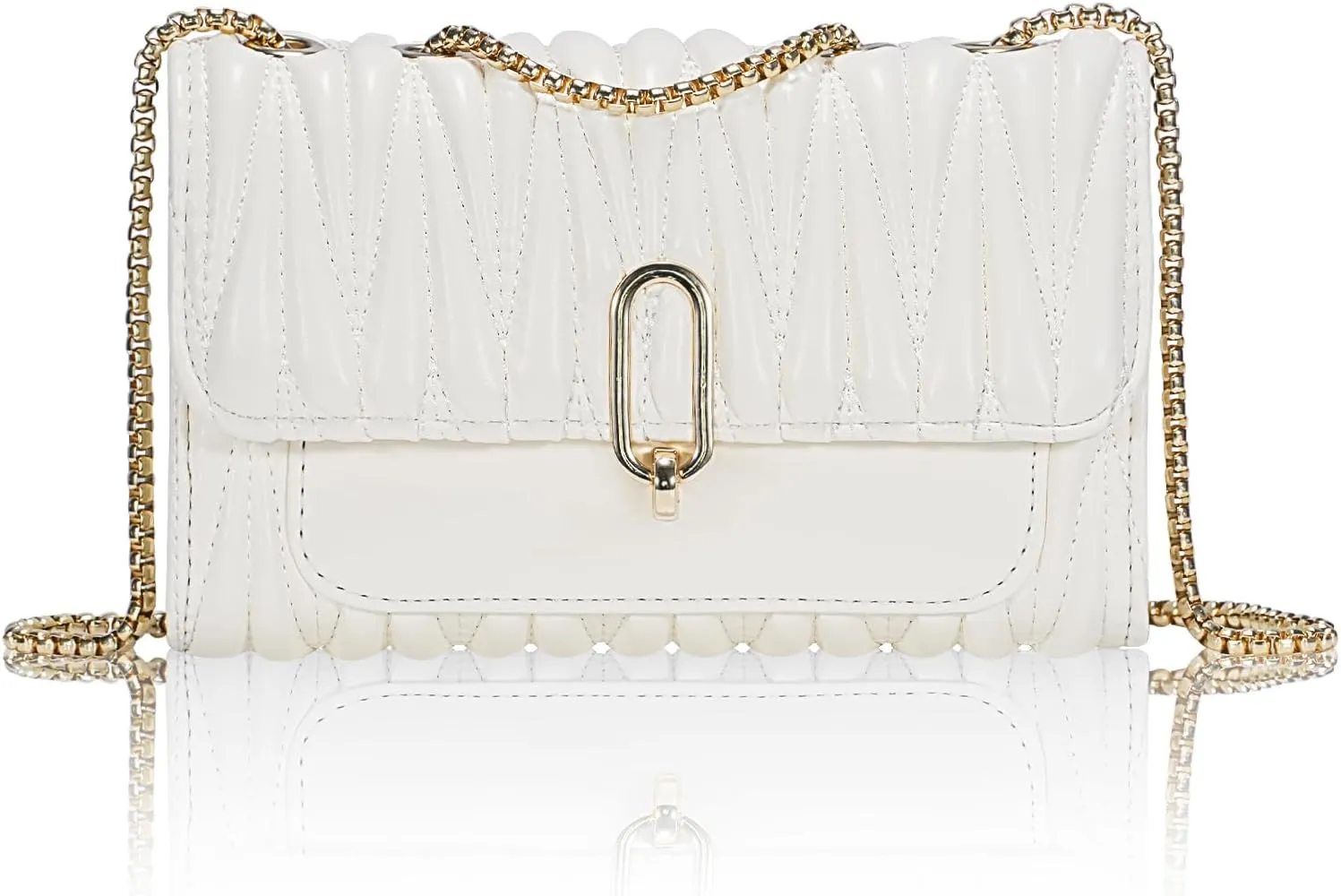 Aiqudou Quilted Crossbody Bag for Women - Leather Shoulder Bag Fashion Chain Small Purse