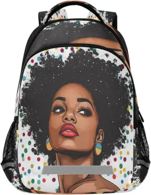 ALAZA African American Woman Polka Dot Backpacks Travel Laptop Daypack School Book Bag for Men Women Teens Kids