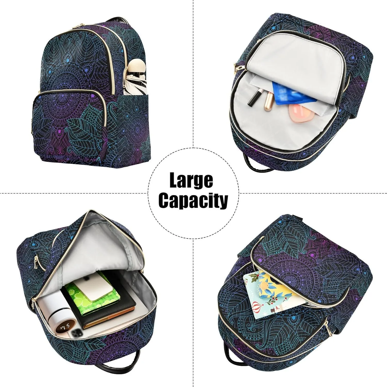ALAZA Art mandala Boho Ethnic Bohemian Small Backpack Purse for Women Travel Bag Fashion Daypack Back Pack Shoulder Bag