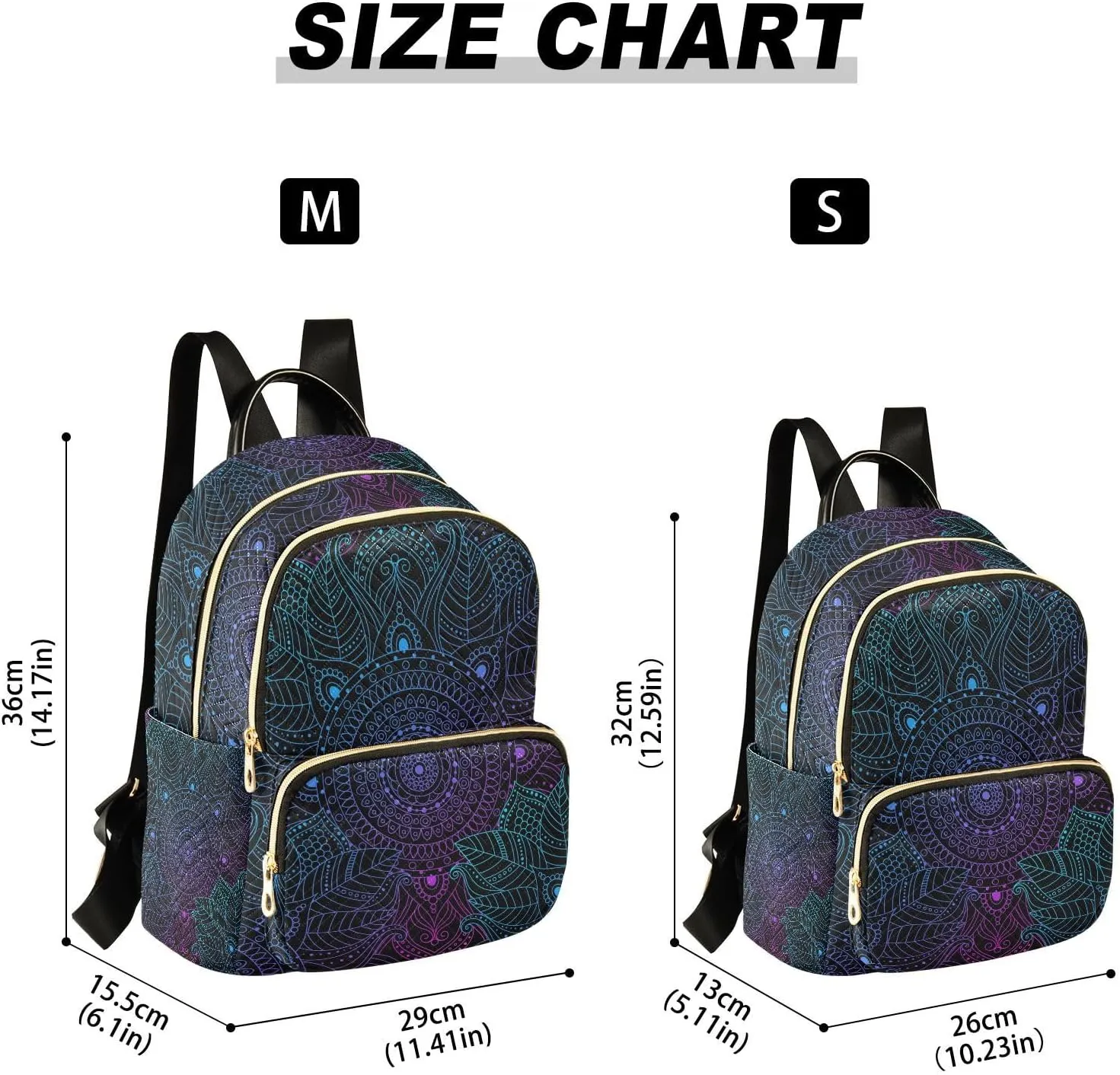 ALAZA Art mandala Boho Ethnic Bohemian Small Backpack Purse for Women Travel Bag Fashion Daypack Back Pack Shoulder Bag
