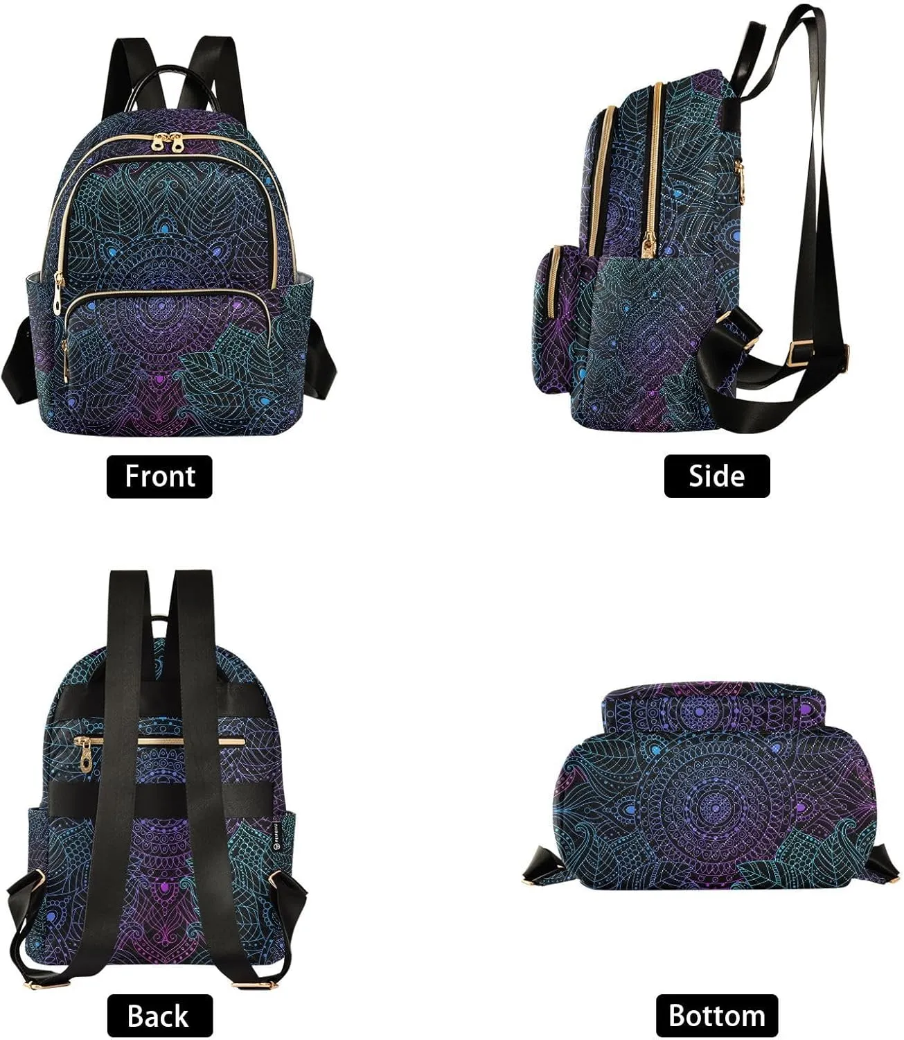 ALAZA Art mandala Boho Ethnic Bohemian Small Backpack Purse for Women Travel Bag Fashion Daypack Back Pack Shoulder Bag