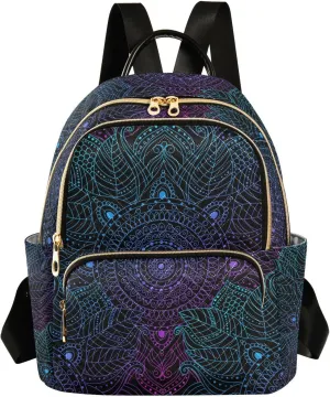 ALAZA Art mandala Boho Ethnic Bohemian Small Backpack Purse for Women Travel Bag Fashion Daypack Back Pack Shoulder Bag