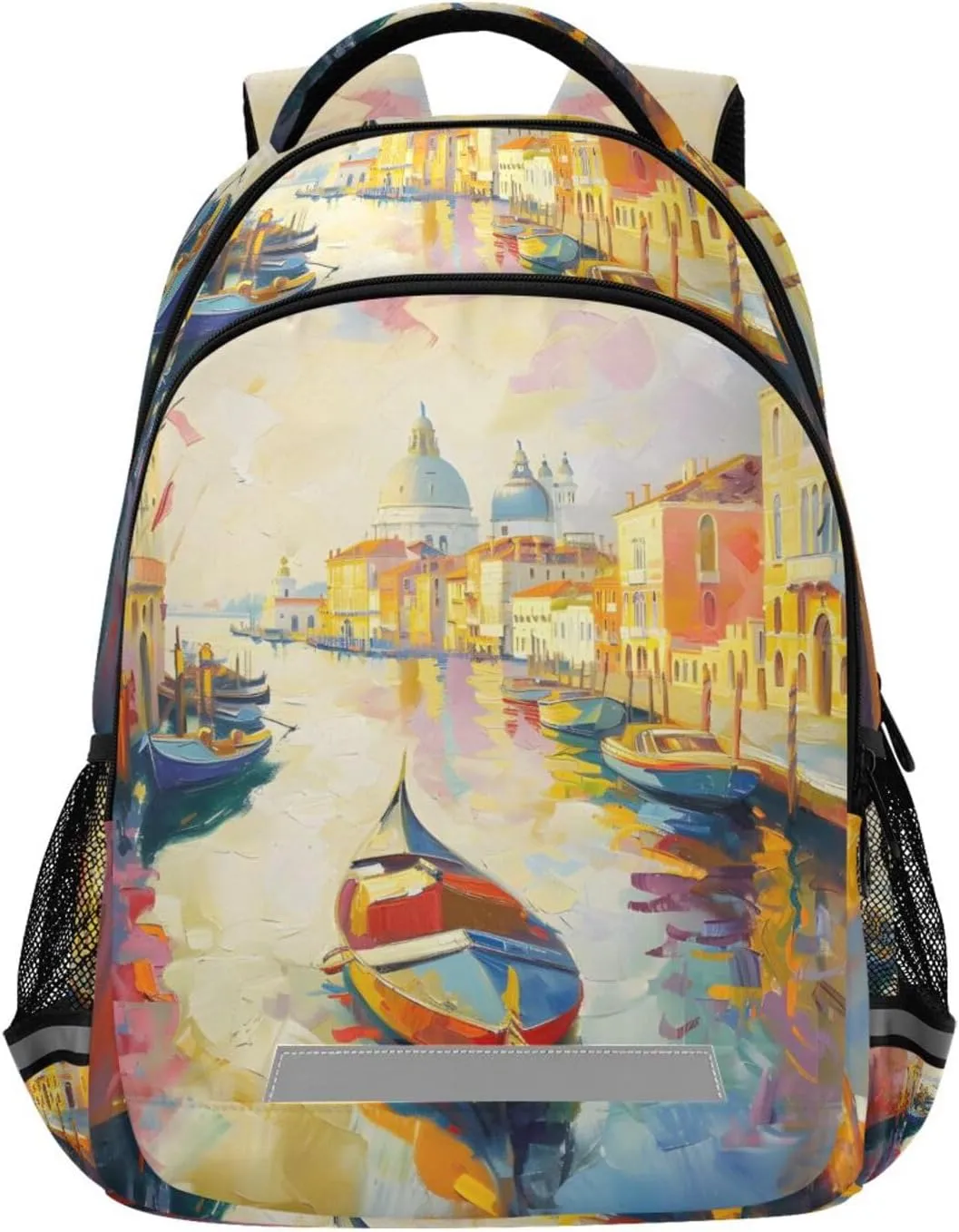 ALAZA Boats Oil Painting Backpack Girls Kids Backpacks Boys School Bookbag 3rd 4th 5th Grade Casual Daypack Laptop Shoulder Bag with Chest Strap
