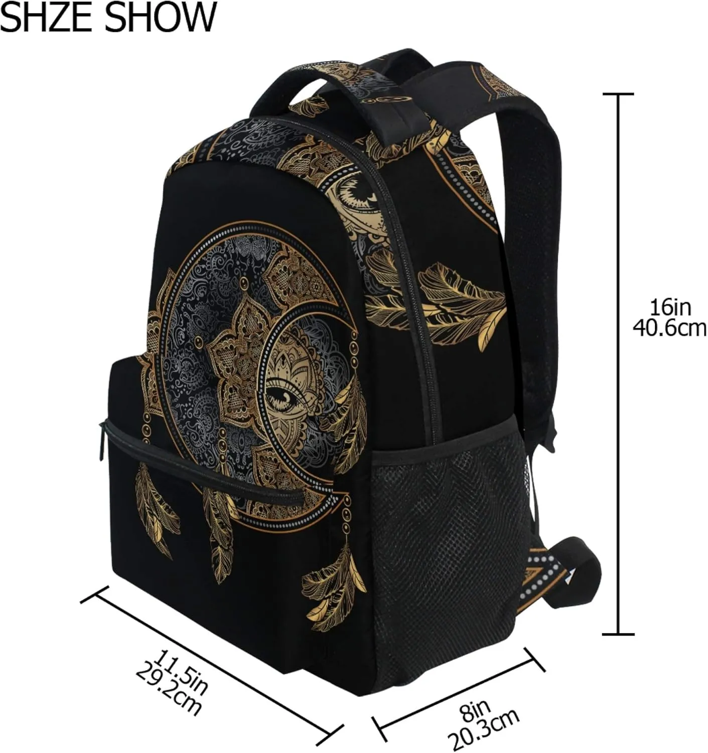 ALAZA Boho Moon Sun Witchy Dream Catcher Large Backpack Personalized Laptop iPad Tablet Travel School Bag with Multiple Pockets