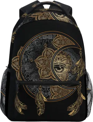 ALAZA Boho Moon Sun Witchy Dream Catcher Large Backpack Personalized Laptop iPad Tablet Travel School Bag with Multiple Pockets