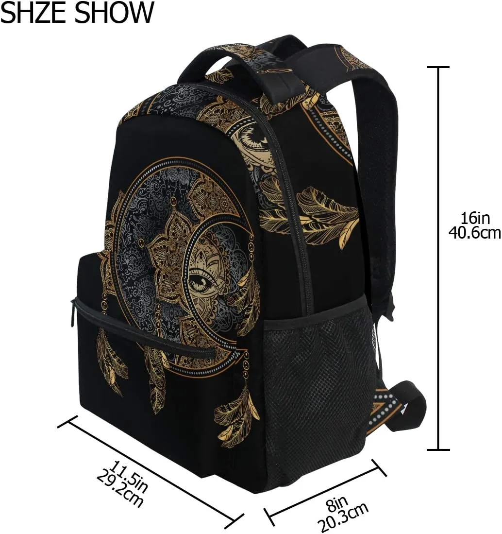 ALAZA Boho Moon Sun Witchy Dream Catcher Large Backpack Personalized Laptop iPad Tablet Travel School Bag with Multiple Pockets