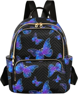 ALAZA Butterfly Print Galaxy Starry Mini Backpack Purse for Women Travel Bag Fashion Daypack Back Pack Shoulder Bag