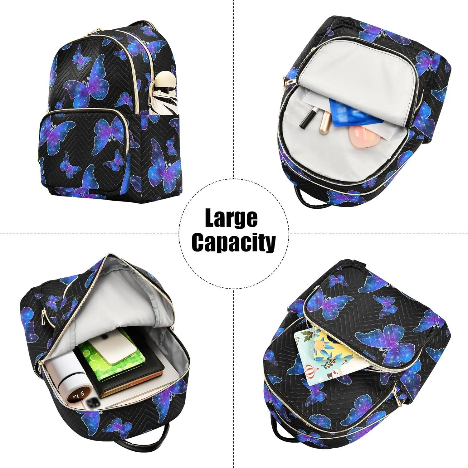 ALAZA Butterfly Print Galaxy Starry Mini Backpack Purse for Women Travel Bag Fashion Daypack Back Pack Shoulder Bag