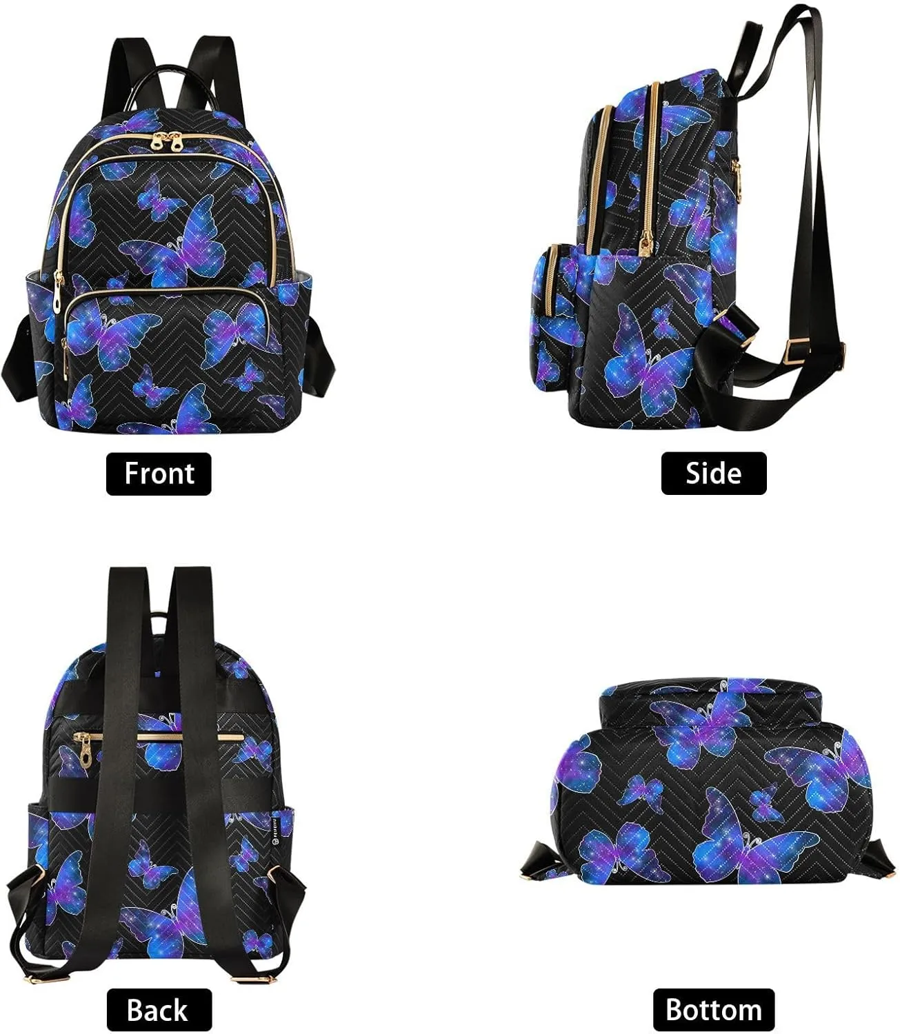 ALAZA Butterfly Print Galaxy Starry Mini Backpack Purse for Women Travel Bag Fashion Daypack Back Pack Shoulder Bag