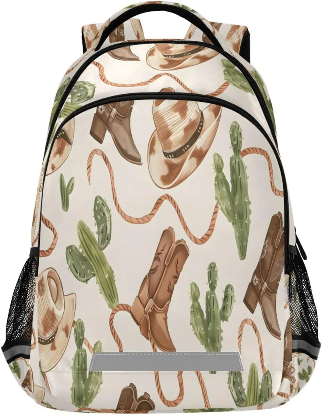 ALAZA Cowboy Hat and Boots Pattern Rope and Cactus Patterns Backpacks Travel Laptop Daypack School Book Bag for Men Women Teens Kids