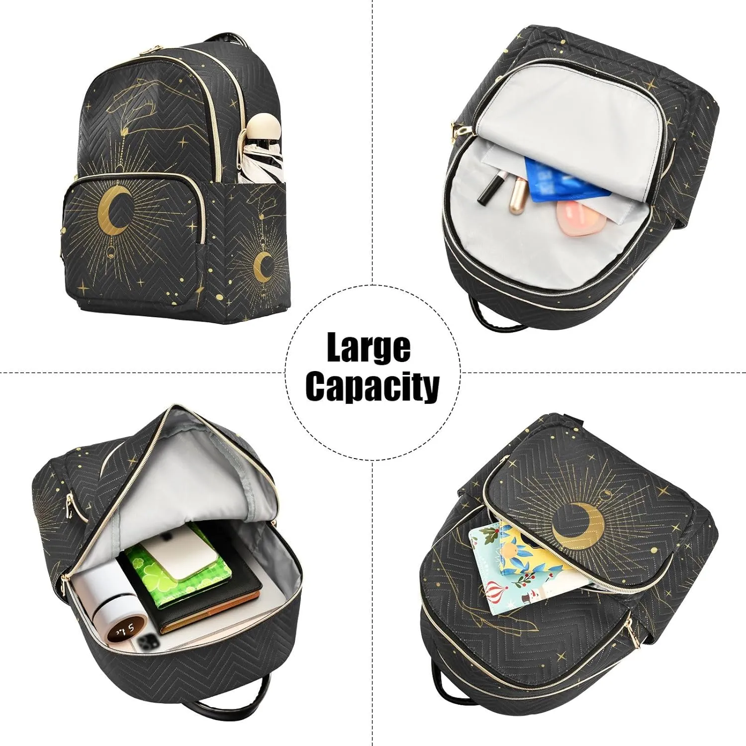 ALAZA Crescent Moon Star Boho Bohemian Mini Backpack Purse for Women Travel Bag Fashion Daypack Back Pack Shoulder Bag