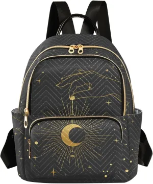 ALAZA Crescent Moon Star Boho Bohemian Mini Backpack Purse for Women Travel Bag Fashion Daypack Back Pack Shoulder Bag