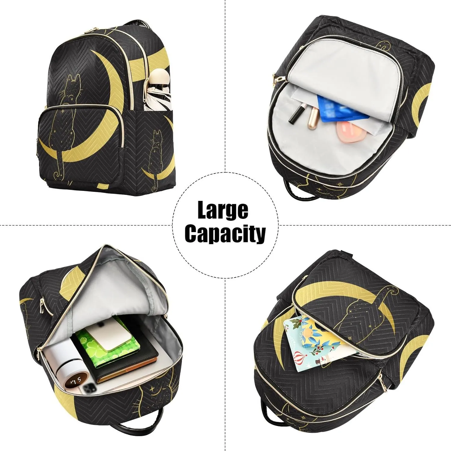 ALAZA Cute Cat Crescent Moon Small Backpack Purse for Women Travel Bag Fashion Daypack Back Pack Shoulder Bag