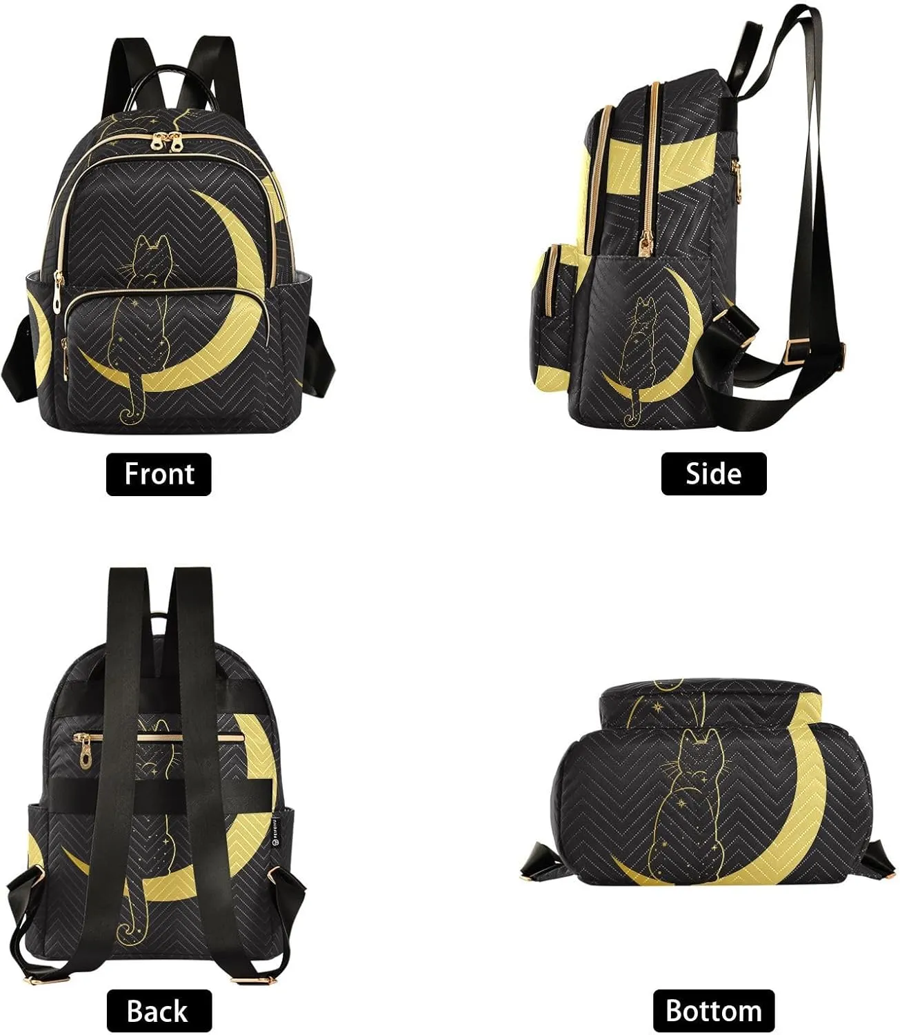 ALAZA Cute Cat Crescent Moon Small Backpack Purse for Women Travel Bag Fashion Daypack Back Pack Shoulder Bag