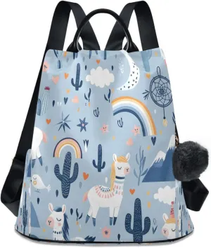 ALAZA Cute Llamas Cacti Alps Mountains Backpack Purse for Women Anti Theft Travel Bag Fashion Back Pack Shoulder Bag Handbag