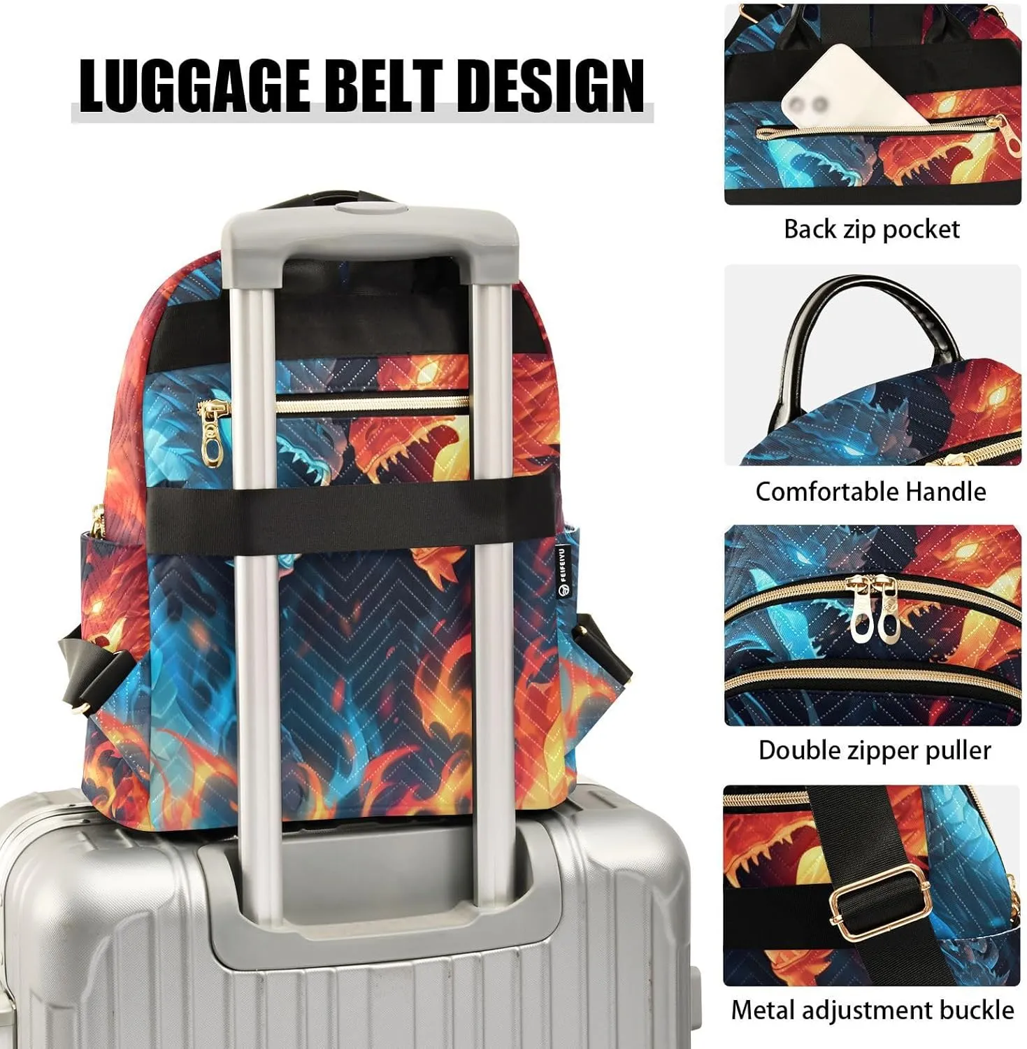 ALAZA Ice & Fire Dragons Mini Backpack Purse for Women Travel Bag Fashion Daypack Back Pack Shoulder Bag