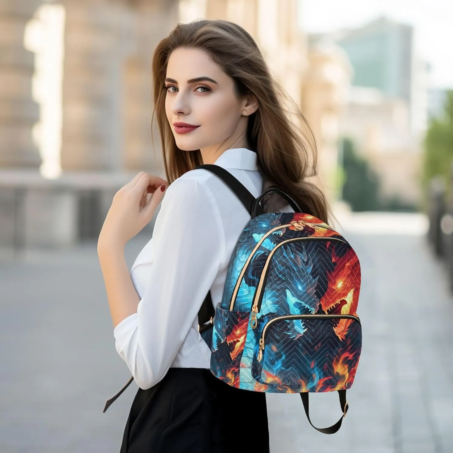 ALAZA Ice & Fire Dragons Mini Backpack Purse for Women Travel Bag Fashion Daypack Back Pack Shoulder Bag