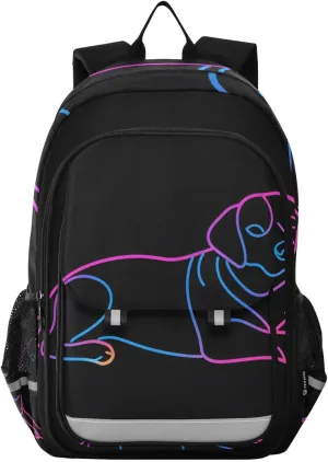 ALAZA Neon Lights on Dog's Stomach School Backpacks for Girls Boys Kids Middle High Schoolbag Lightweight Bookbag Large Capacity Multiple Pockets Laptop Backpack for Women Men