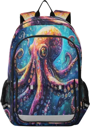 ALAZA Octo Tentacles Octopu Blue Ocean Laptop Backpack Purse for Women Men School Bag 17 Inch Bookbag Student Boys Girls Travel Casual Daypack