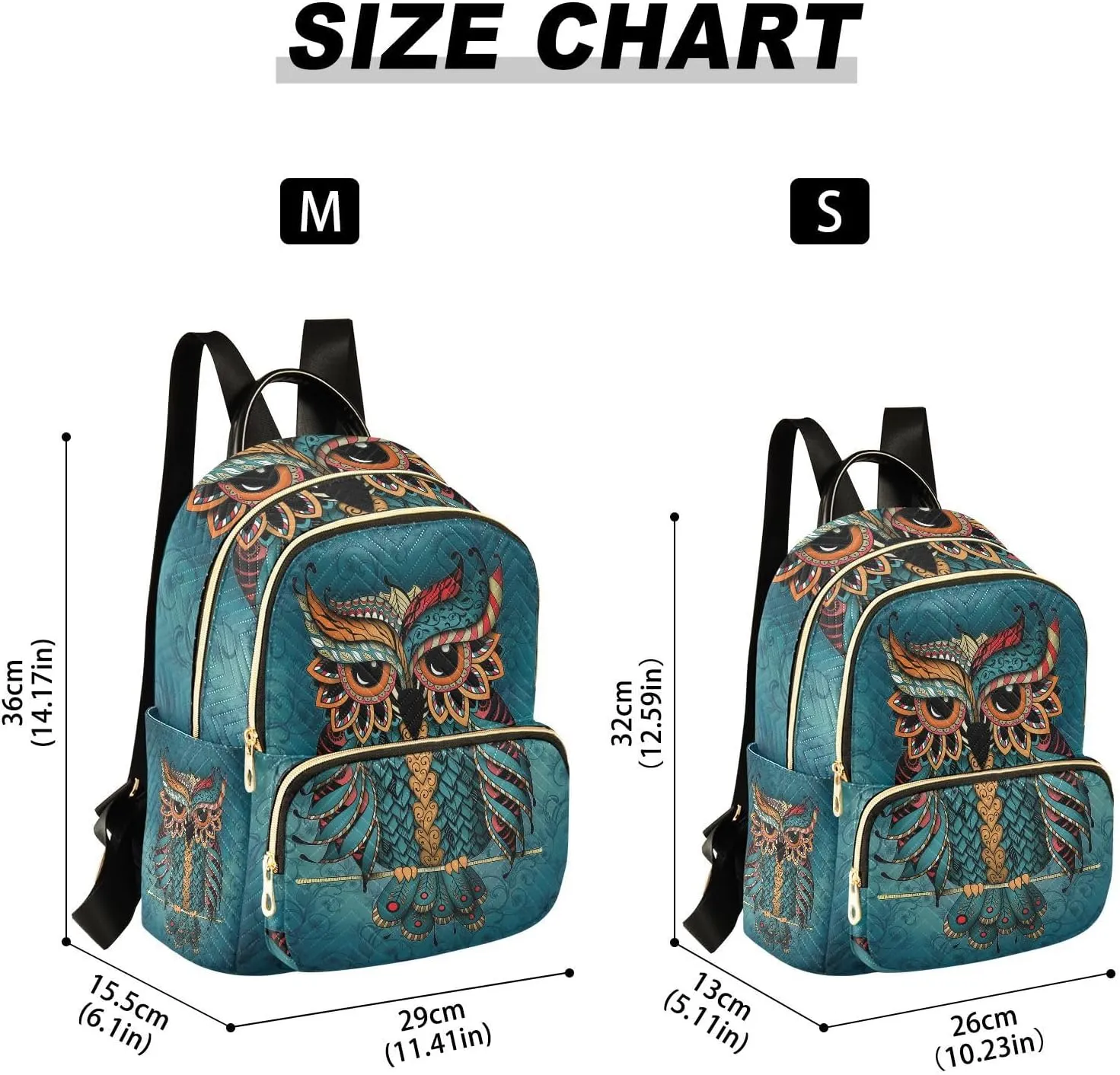 ALAZA Owl Print Boho Ethnic Small Backpack Purse for Women Travel Bag Fashion Daypack Back Pack Shoulder Bag