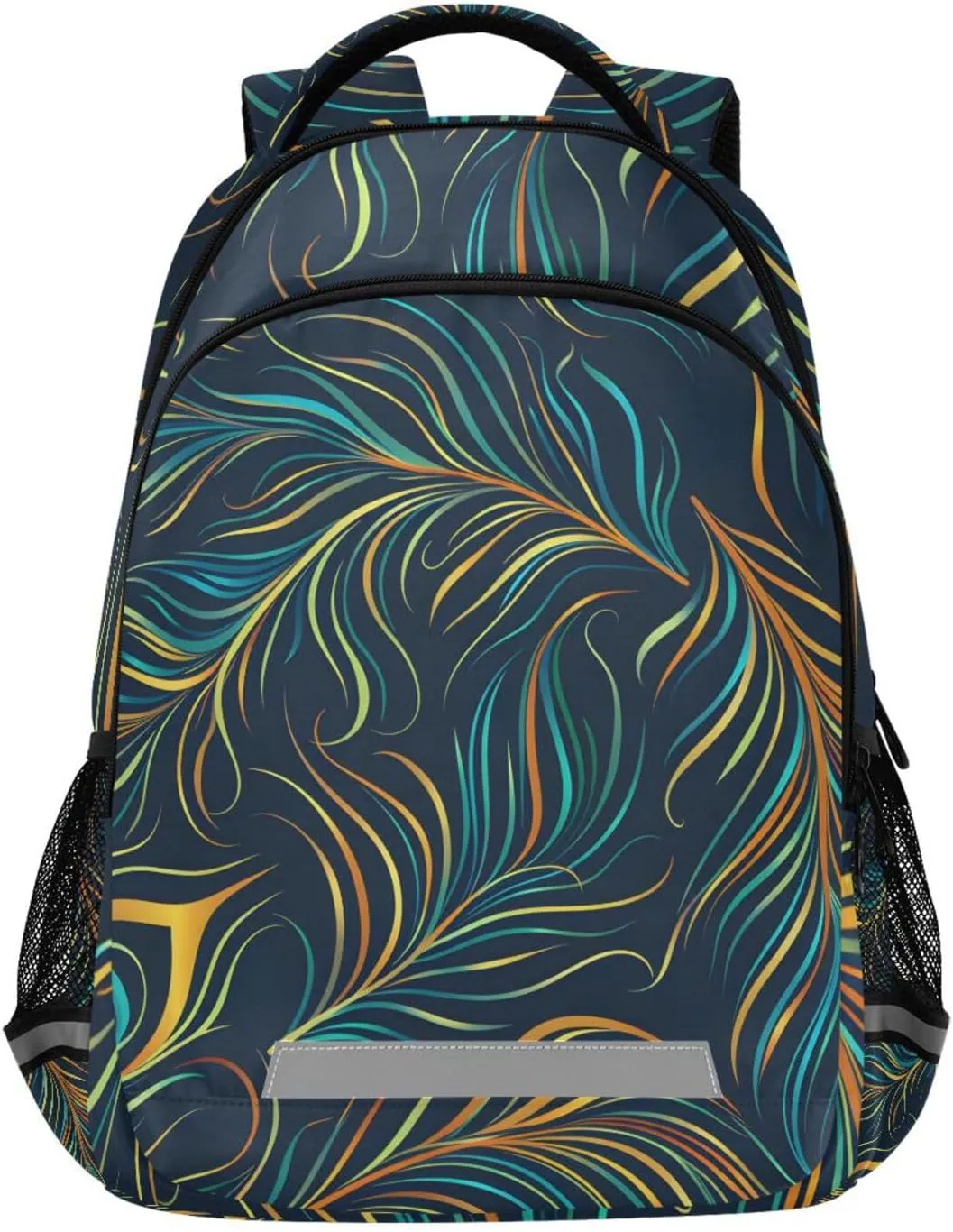 ALAZA Peacock Feathers Blue Backpack Girls Kids Backpacks Boys School Bookbag 3rd 4th 5th Grade Casual Daypack Laptop Shoulder Bag with Chest Strap