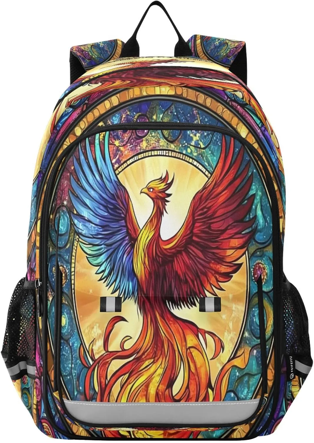 ALAZA Phoenix Fire Wing Stained Glass Boho Laptop Backpack Purse for Women Men School Bag 17 Inch Bookbag Student Boys Girls Travel Casual Daypack