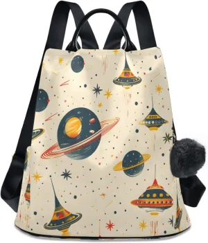 ALAZA Planet Flying Saucer Backpack Purse for Women Anti Theft Travel Bag Fashion Back Pack Shoulder Bag Handbag