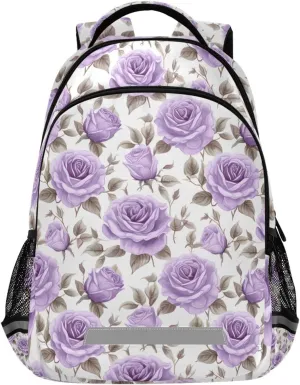 ALAZA Purple Rose Floral Backpack Girls Kids Backpacks Boys School Bookbag 3rd 4th 5th Grade Casual Daypack Laptop Shoulder Bag