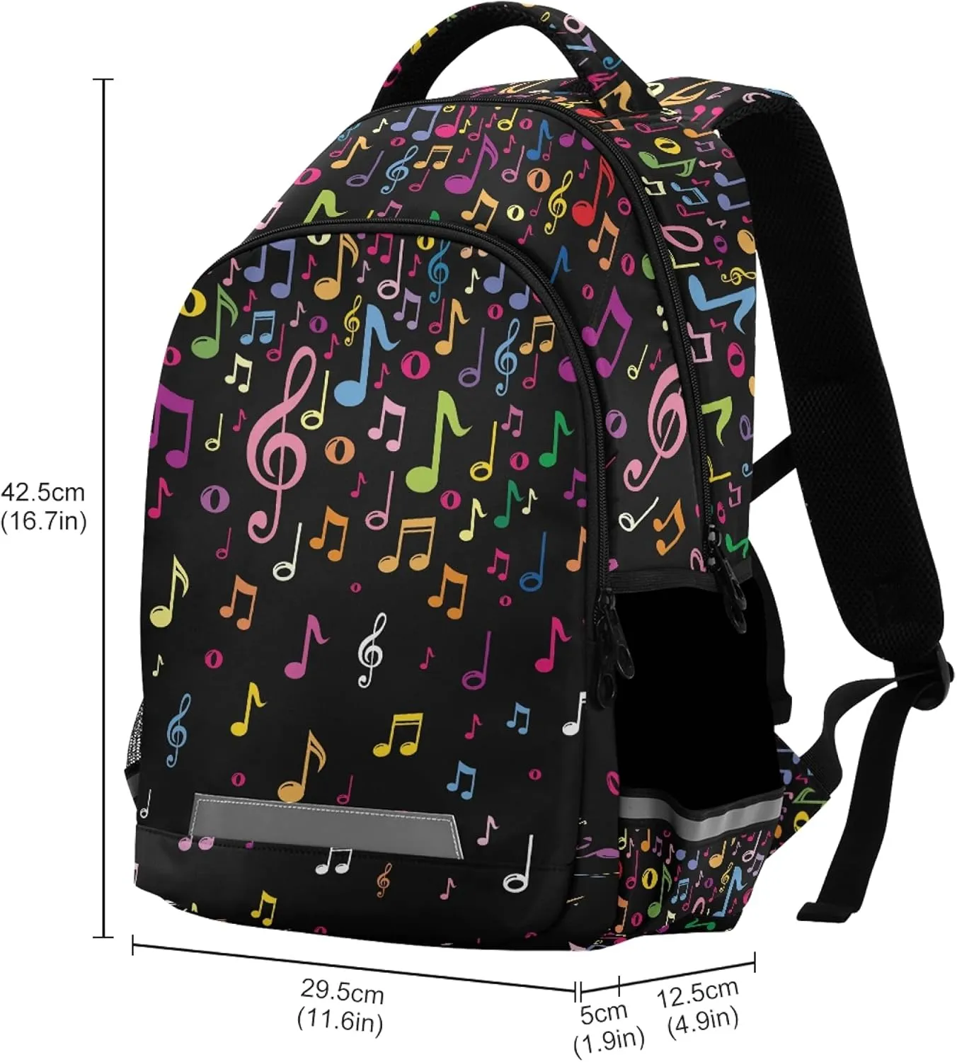 ALAZA Rainbow Music Notes Musical Backpack Purse for Women Men Personalized Laptop Notebook Tablet School Bag Stylish Casual Daypack, 13 14 15.6 inch