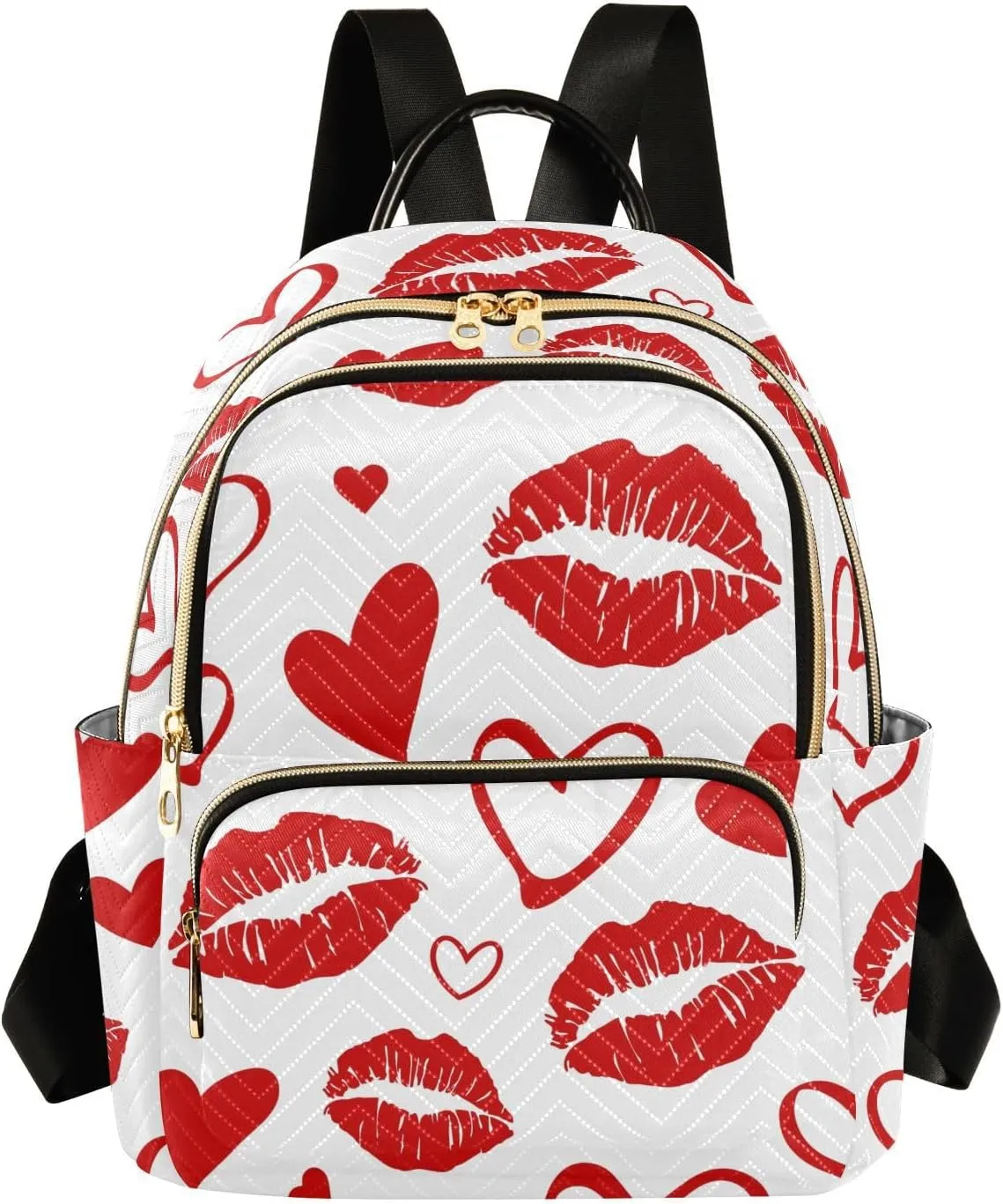 ALAZA Red Lips Hearts Valentine Small Backpack Purse for Women Travel Bag Fashion Daypack Back Pack Shoulder Bag