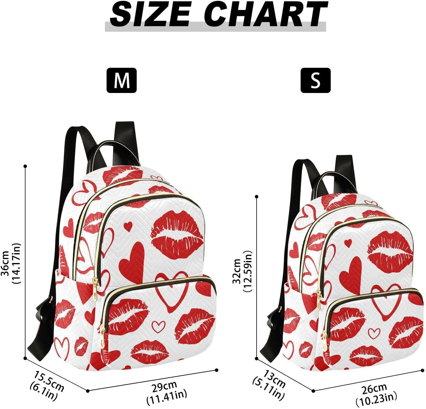 ALAZA Red Lips Hearts Valentine Small Backpack Purse for Women Travel Bag Fashion Daypack Back Pack Shoulder Bag