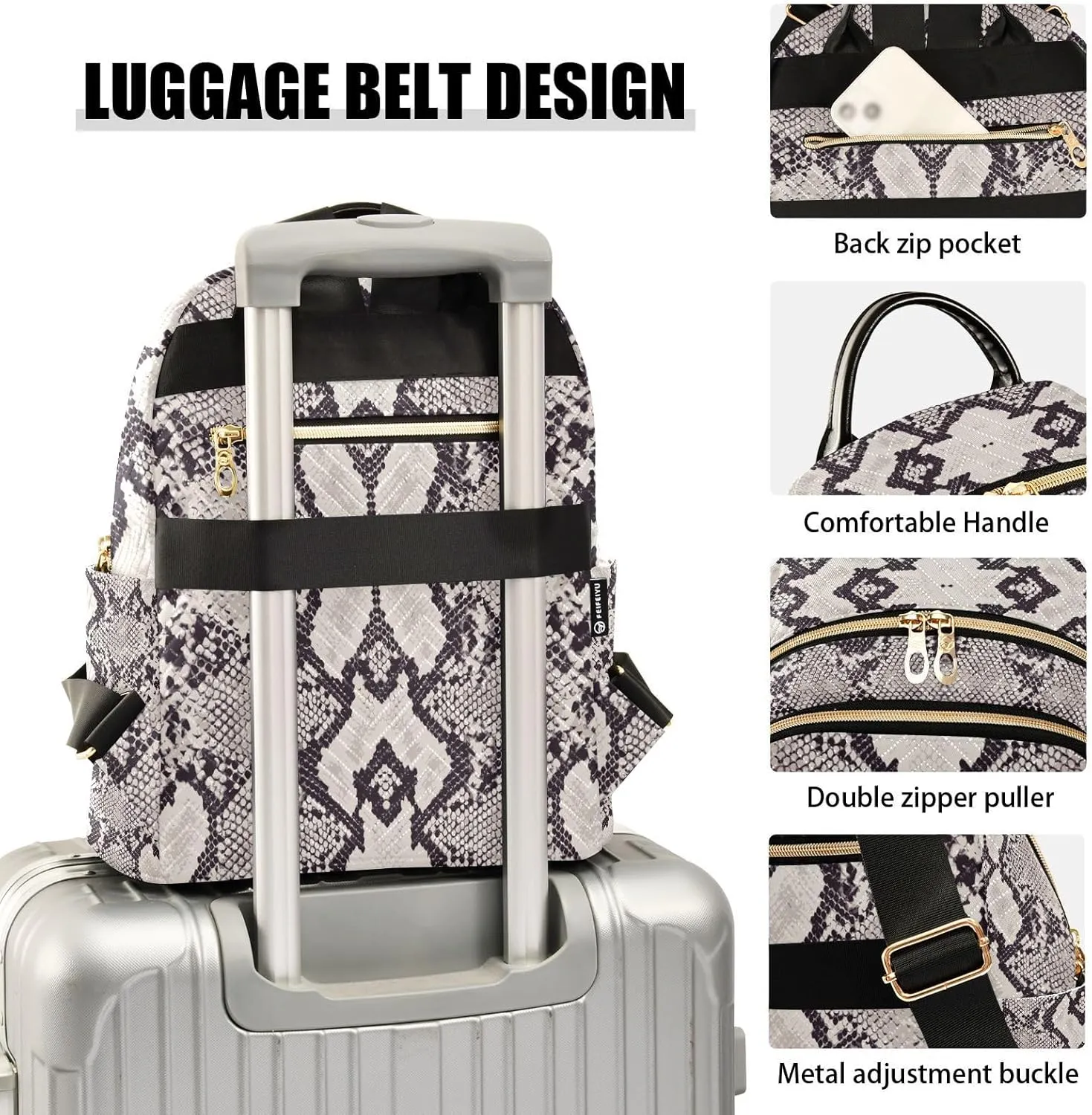ALAZA Snake Skin Grunge Mini Backpack Purse for Women Travel Bag Fashion Daypack Back Pack Shoulder Bag
