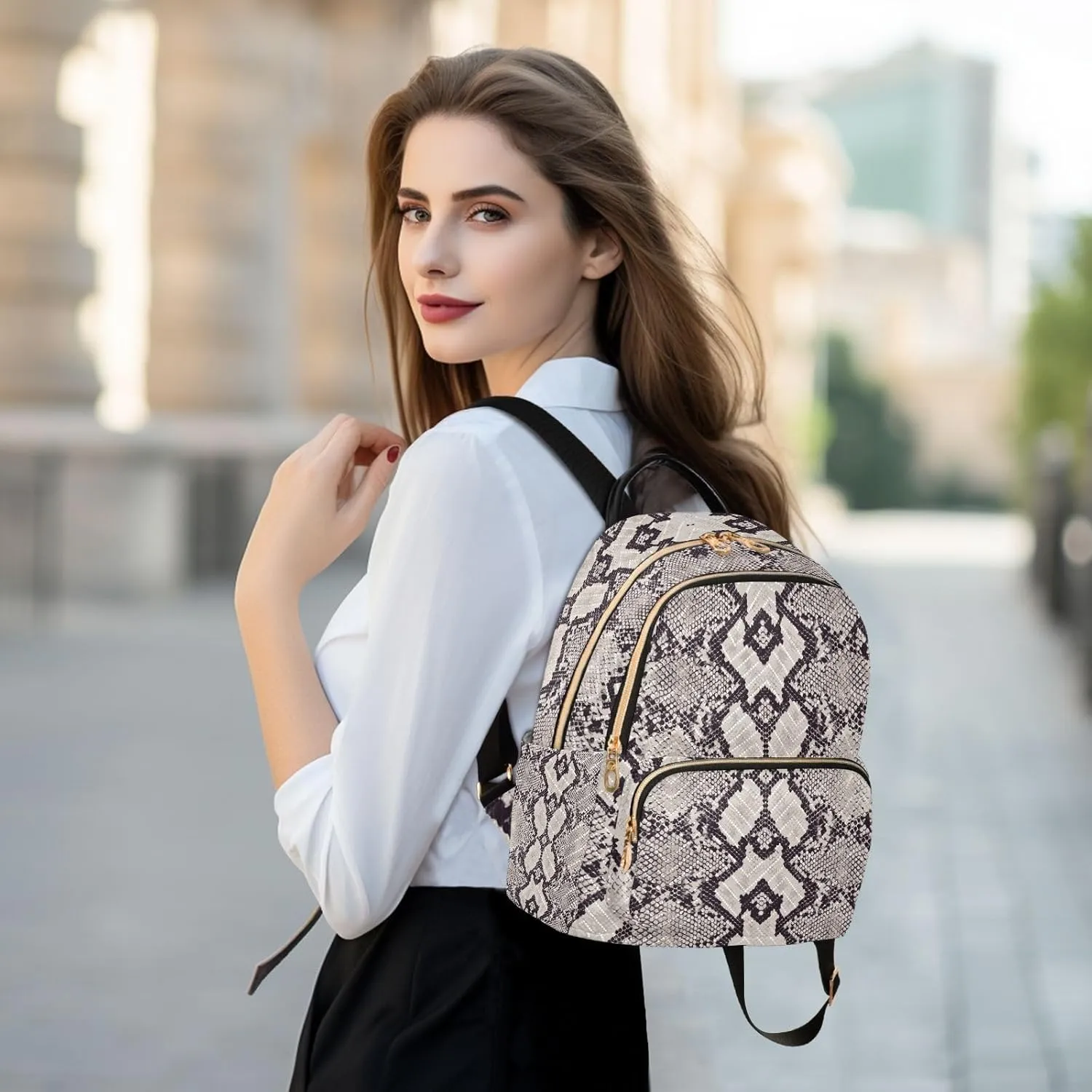 ALAZA Snake Skin Grunge Mini Backpack Purse for Women Travel Bag Fashion Daypack Back Pack Shoulder Bag
