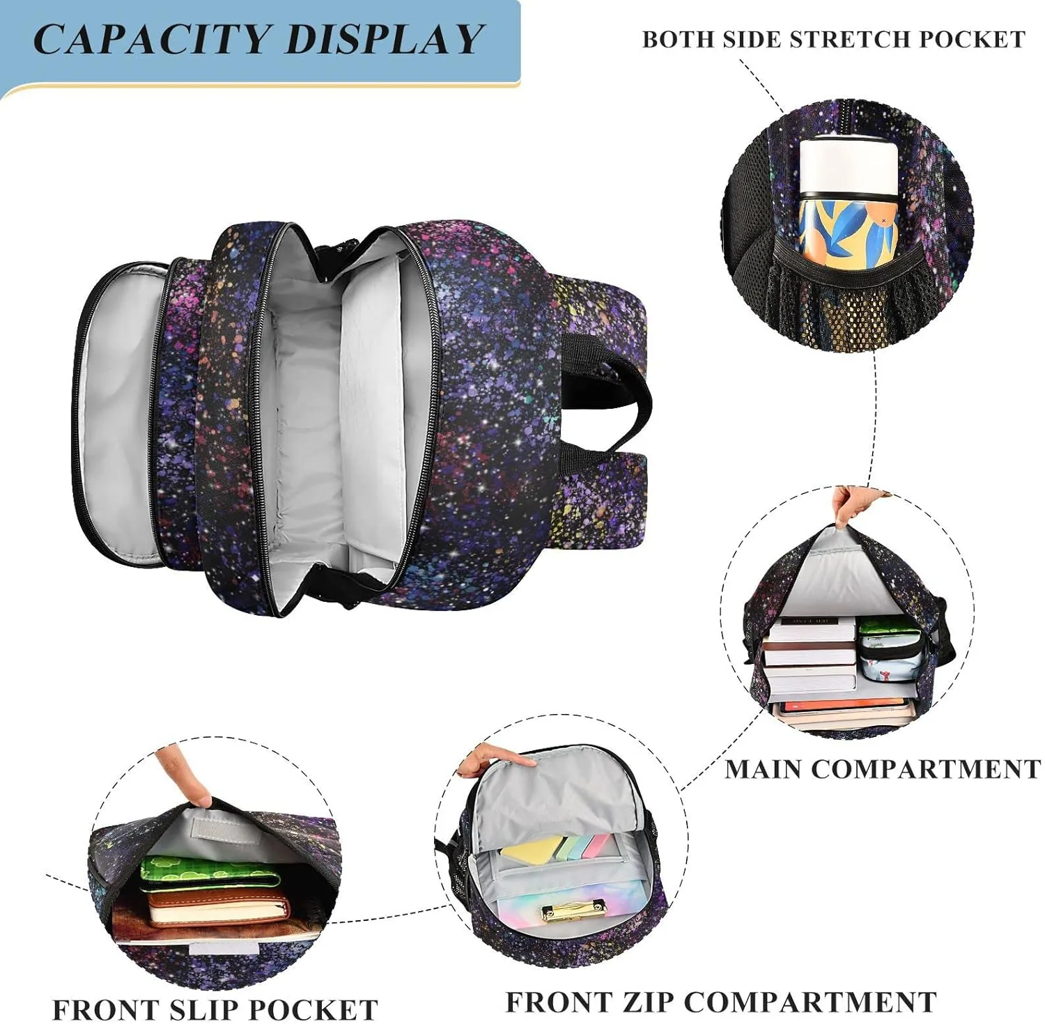 ALAZA Star Field in Galaxy Space with Nebulae Backpacks Travel Laptop Backpack