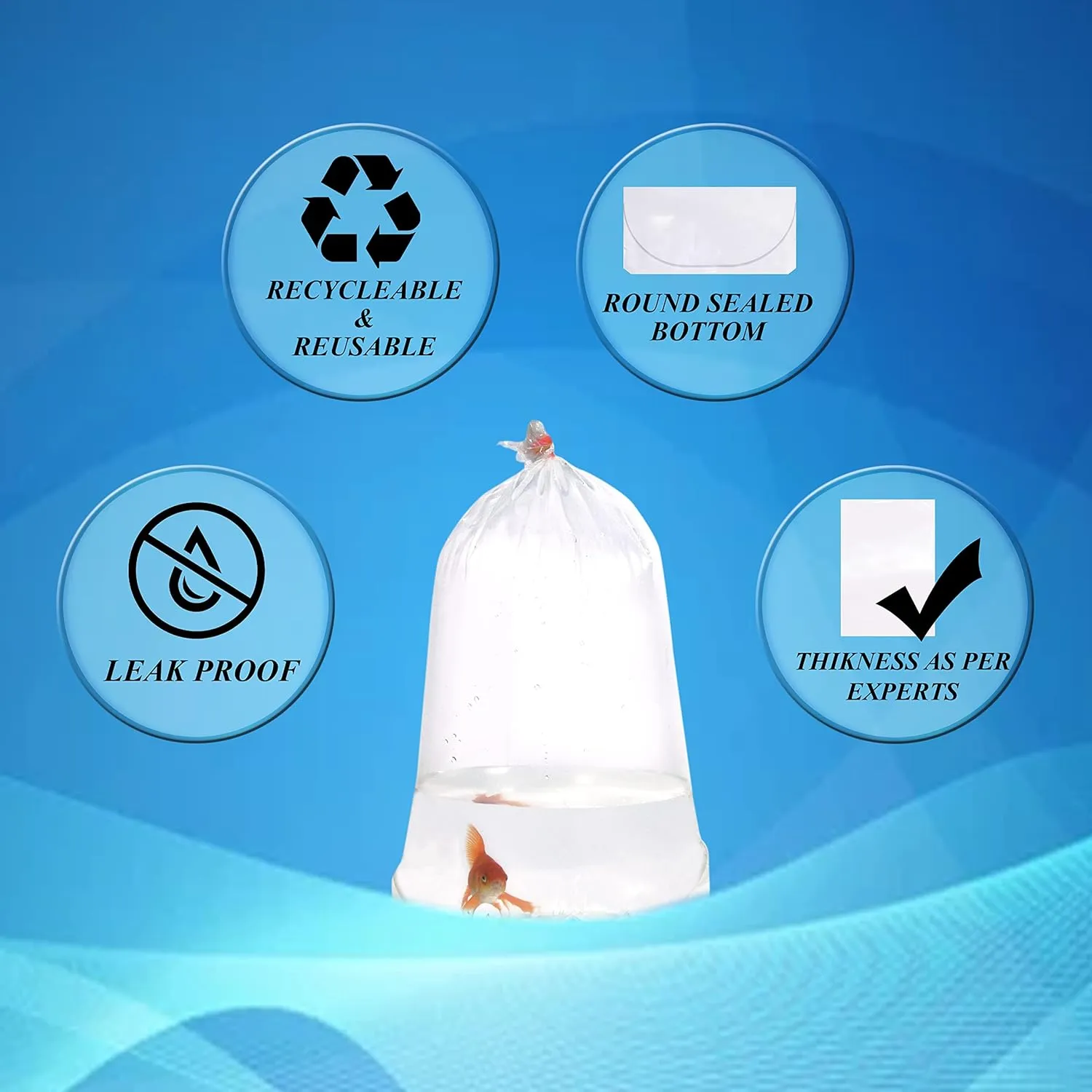 ALFA FISHERY BAGS Round Corners Bottom Leak Proof Clear Plastic Fish Bags Size 10 Inches for Marine & Tropical Fish Transport 2 mil. (10" x 20" / 100 Pack)
