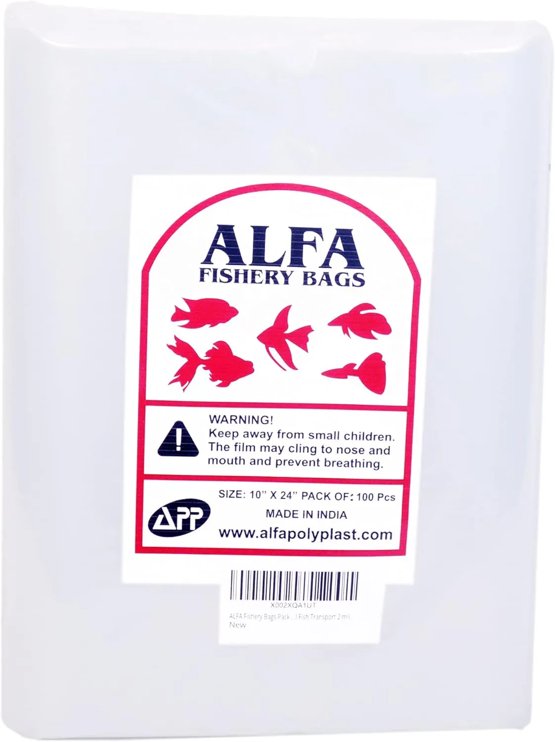 ALFA FISHERY BAGS Round Corners Bottom Leak Proof Clear Plastic Fish Bags Size 10 Inches for Marine & Tropical Fish Transport 2 mil. (10" x 24" / 100 Pack)