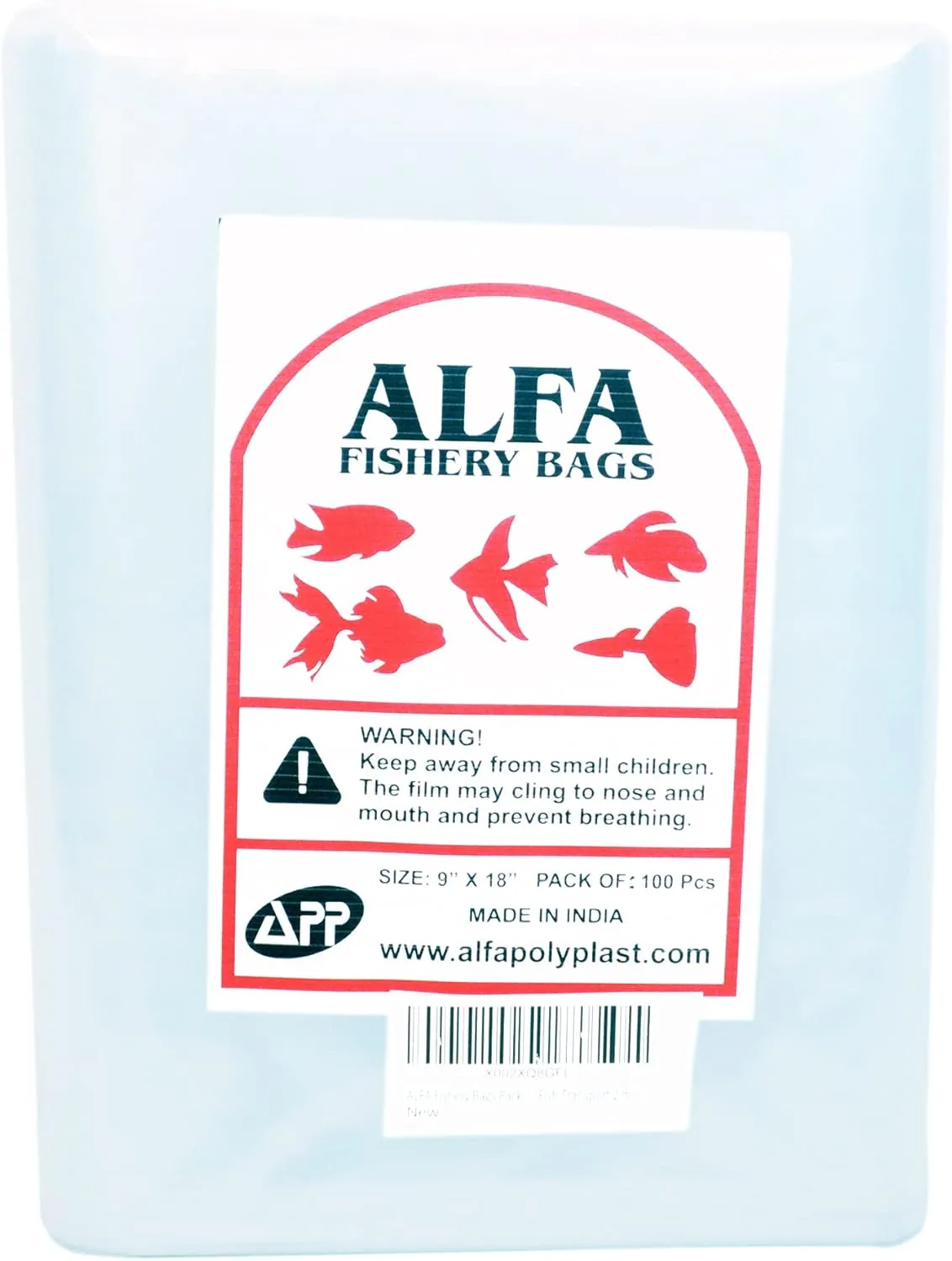 ALFA Fishery Bags Round Corners Bottom Leak Proof Clear Plastic Fish Bags Size 9 Inches for Marine and Tropical Fish Transport 2 mil. (9" x 18" / 100 Pack)