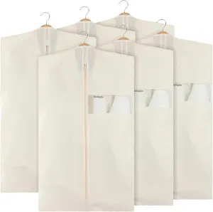 Aliceset 6 Packs 40.16 Inches Cotton Garment Bags for Hanging Clothes, Canvas Suit Bags for Clothes Coats Jackets Shirts Closet Storage Travel Gusseted Hanging Garment Cover