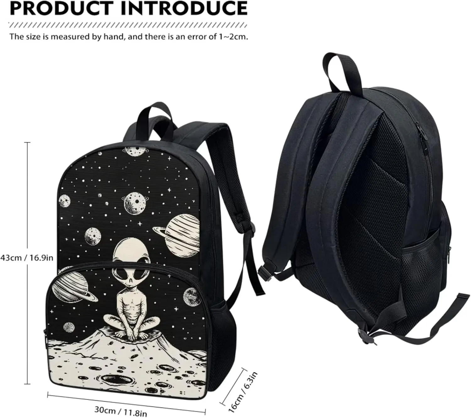 Alien Printed School Bags for Kids 3PCS Backpack with Lunch Bag Pencil Case for School Kids School Backpack for Preschool Kindergarten Elementary High Capacity